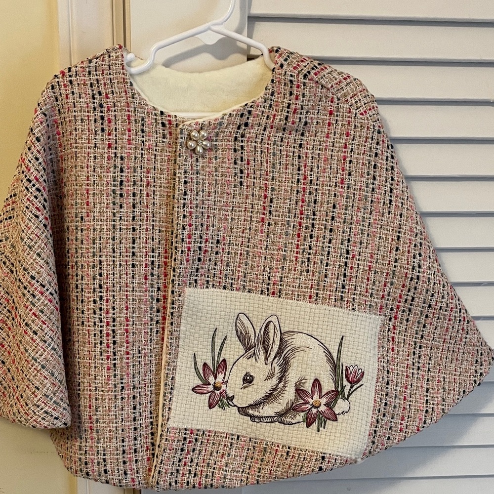 Charming Kids Tweed Cape with Bunny Patch